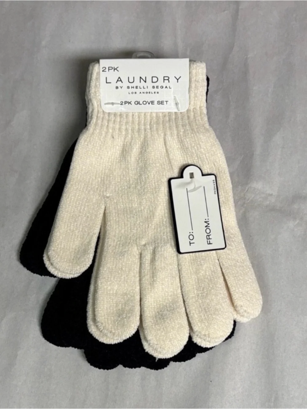 New Laundry Gloves 2 Pairs Set Women’s Black & Ivory Knit Casual Winter Outdoors